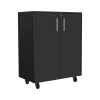 Lewis Storage Cabinet Base, Four Caster, Double Door Cabinet, Two Interior Shelves