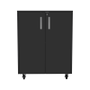 Lewis Storage Cabinet Base, Four Caster, Double Door Cabinet, Two Interior Shelves