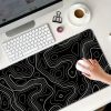 Large Gaming Mouse Pad Black Topographic Contour Mouse Pad with Stitched Edges & Nonslip Rubber Base Extended XL Long Mousepad Big Desk Mat for Compan