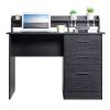 FCH 110*50*95cm Particleboard Paste Triamine Desktop Storage Layer Three Drawers Computer Desk Black Wood Grain
