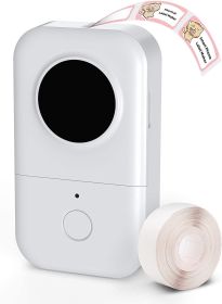 D30 Label Maker Machine with Tape; Portable Bluetooth Label Printer; Small Smart Phone Handheld Sticker Mini Labeler Multiple Templates Font Icon Easy (Color: White)