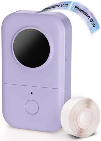 D30 Label Maker Machine with Tape; Portable Bluetooth Label Printer; Small Smart Phone Handheld Sticker Mini Labeler Multiple Templates Font Icon Easy (Color: PURPLE)