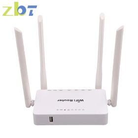 Wireless WiFi Router For USB 4G Modem With 4 External Antennas 300Mbps 4-LAN USB2.0 Omni II Access Point WE1626 (Color: 12V 1A, Bundle: US Plug)