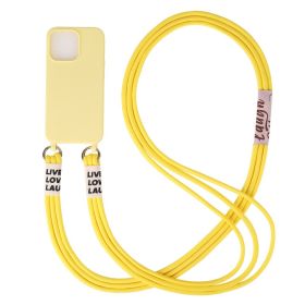 Mobile Phone Lanyard Case for iPhone 14 15, Necklace Case with Nylon Shoulder Strap (Color: yellow, size: IP 14 PRO MAX)