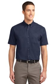 Port Authority Tall Short Sleeve Easy Care Shirt TLS508 (Color: Navy/ Light Stone, size: 3XLT)