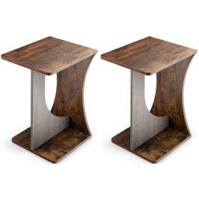 Living Room Bedroom Decor Mobile Sofa End Side Table 2 PCS (Color: Dark Gray, Type: Side Table)