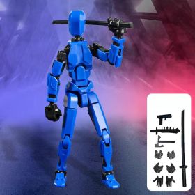 3D Printed Multi-Jointed Action Figures , Full Body Mechanical Movable Toy, Multiple Accessories, Hand Painted Figure, Desk Decoration, Creative Gifts (Color: Blue)