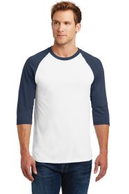 Gildan Heavy Cotton 3/4-Sleeve Raglan T-Shirt 5700 (Color: White/ Navy, size: S)